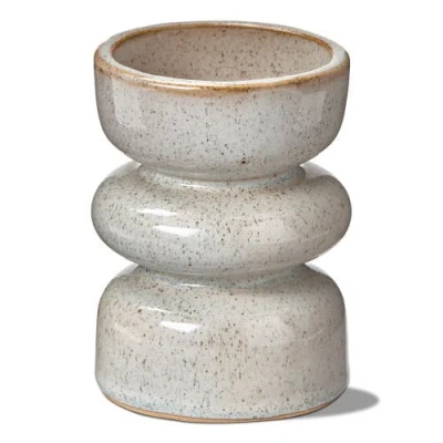 Tag Linea Taupe Speckled Ceramic Reversible Candle Holder Small In Brown
