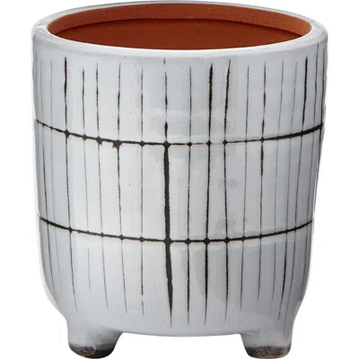 Tag Linear Glazed Terracotta Planter With Feet Decorative Use In White