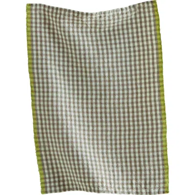 Tag Linen & Cotton Check Dishtowel Gray Cotton Kitchen Towels, Machine Washable, Everyday Use, 13" X In Green