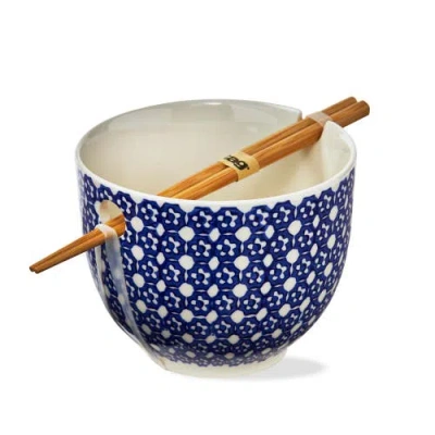 Tag Lisbon Dot Noodle Bowl S/2 Blue Stoneware Everyday