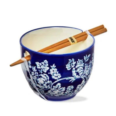 Tag Lisbon Floral Noodle Bowl S/2 Blue Stoneware Everyday