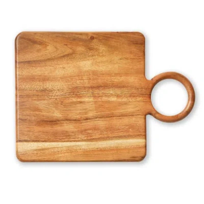 Tag Loop Square Natural Wood Serving Tray For Everyday Use In Brown