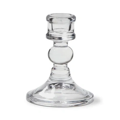 Tag Lucia Clear Soda Lime Glass Taper Candle Holder 3.15x3.15x3.94 In Gray