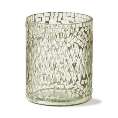 Tag Maia Mosaic Hurricane Candle Holder White Glass Pillar