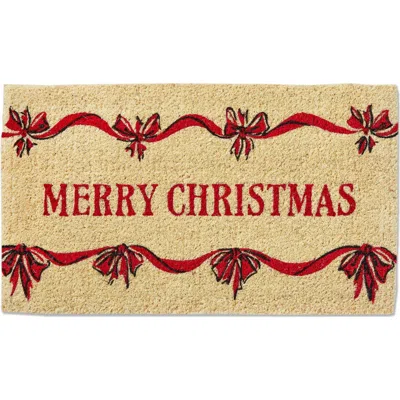 Tag Merry Christmas Bows Coir Door Mat Natural Coir Doormat In Multi