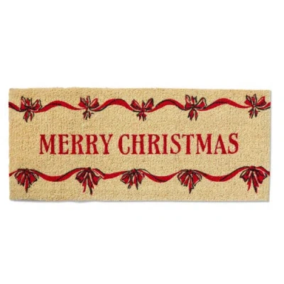 Tag Merry Christmas Bows Coir Door Mat Red Holiday Decor In Multi