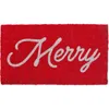 Tag Merry Christmas Coir Door Mat Easy Clean Holiday Decor In Red