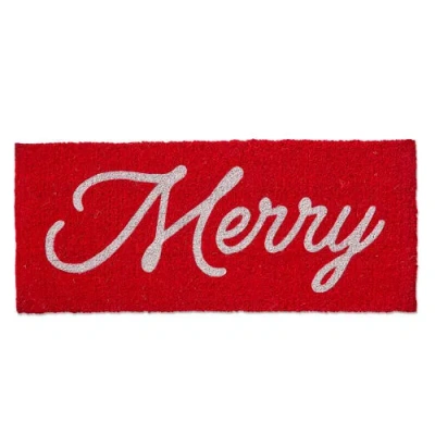 Tag Merry Estate Coir Door Mat Natural Christmas Doormat Red
