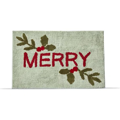 Tag Merry Sprig Christmas Door Mat Green Multi Cotton Washable