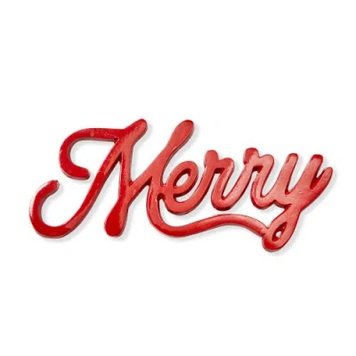 Tag Merry Trivet Red Cast Aluminum Christmas