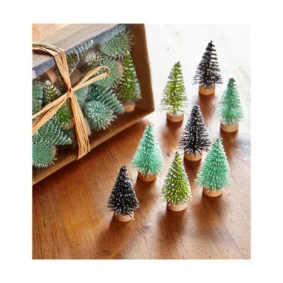 Tag Mini Tree Set Of 24 Green Artificial Christmas Decor In Multi
