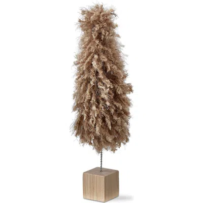 Tag Minky Fleece Tree Sculpture Medium Taupe Holiday Decor In Brown