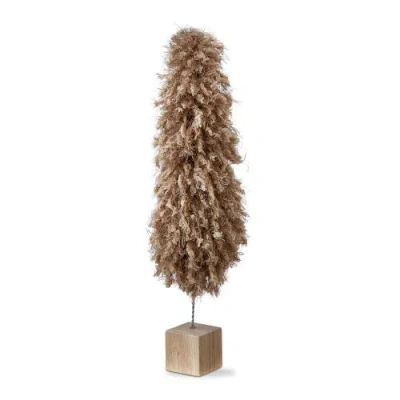 Tag Minky Fleece Tree Sculpture Taupe Brown Holiday Decor