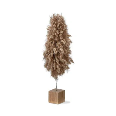 Tag Minky Fleece Tree Sculpture Taupe Brown Holiday Decor