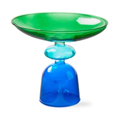 Tag Mira Pedestal Decorative Dish Blue Multi Borosilicate Glass 6x6x1.97