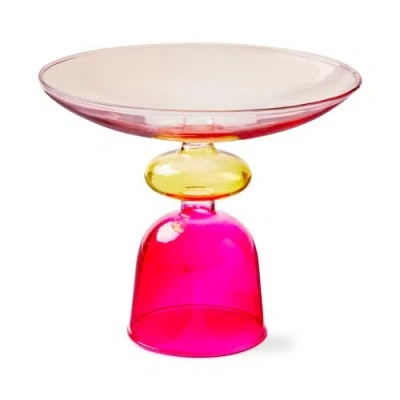 Tag Mira Pink Borosilicate Glass Pedestal Decorative Dish 6x6x1.97