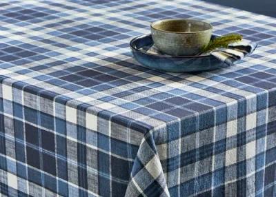 Tag Mirage Plaid 60x108 Tablecloth In Blue