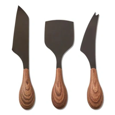 Tag Mod Cheese Utensil Set Of Three Black Stainless Steel