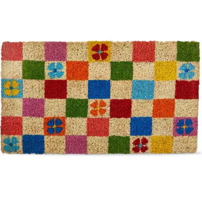 Tag Mod Flower Checker Coir Mat Multi Coir Everyday In Beige