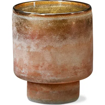 Tag Moda Art Glass Hurricane Decorative Vase And Candle Holder In Brown