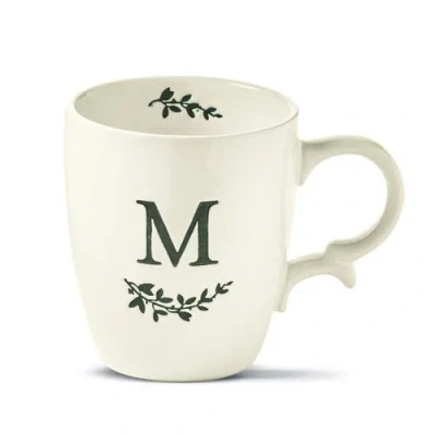 Tag Monogram M Ceramic Mug Dishwasher Safe Spring Drinkware In White