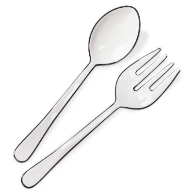 Tag Monroe Enamel Serving Utensil S/2 White Multi Stainless Steel Everyday