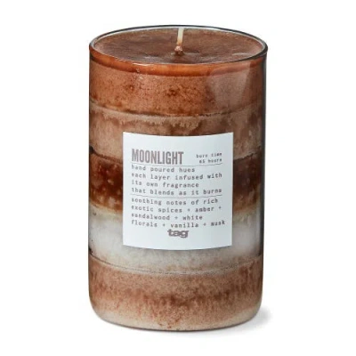 Tag Moonlight Themed Scented Paraffin Wax Pillar Candle Medium Brown