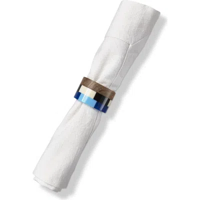 Tag Mosaic Blue Napkin Rings Set Of 4 Summer Decor Wood In Multi