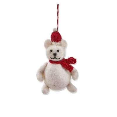 Tag Multicolor Bear Ornament With Santa Hat And Scarf For Christmas