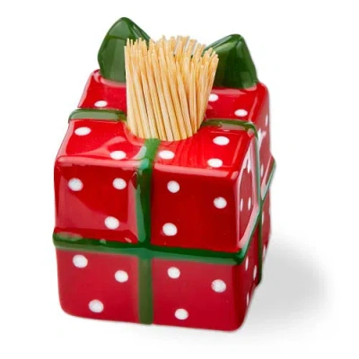 Tag Multicolor Ceramic Toothpick Holder Set For Kitchen Serving In Red
