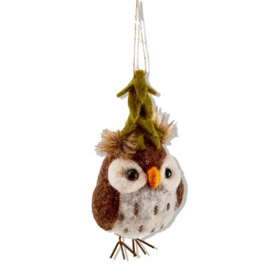 Tag Multicolor Owl And Tree Wool Christmas Ornament Decoration