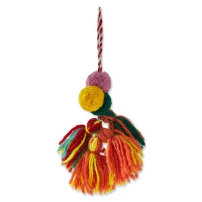 Tag Multicolor Pompom Tassel Swag Decorative Sculpture Holiday