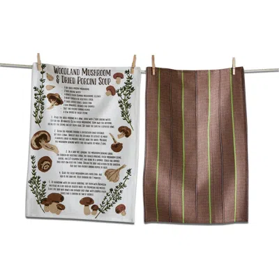 Tag Mushroom Soup Kitchen Towels Set Of 2 Multicolor Cotton In Brown