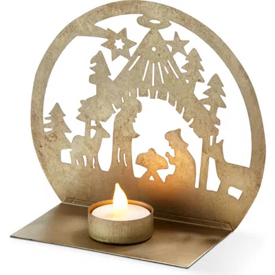 Tag Nativity Tealight Holder Iron Candle Holders Christmas Decor In Gold