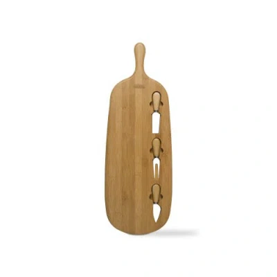 Tag Natural Cheeseboard And Utensils Set In Brown