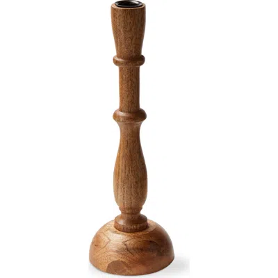 Tag Natural Mango Wood And Metal Tara Taper Candle Holder In Brown
