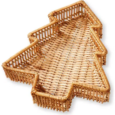 Tag Natural Rattan Tree Serving Tray Perfect For Holiday Entertaining In Brown