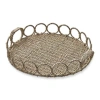 Tag Natural Seagrass Link Round Serving Decorative Tray With Handles 21 Inch In Brown