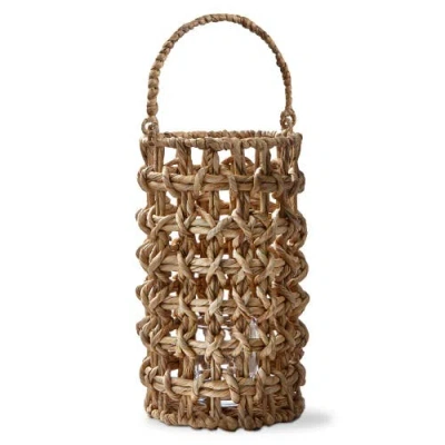 Tag Natural Water Hyacinth Lantern Candle Holder For Pillars In Brown