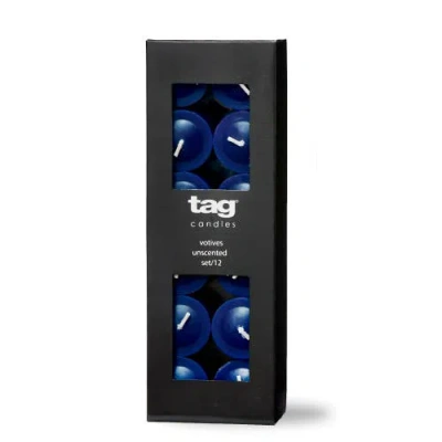 Tag Navy Votive Candles Set Of 12 Smokeless Paraffin Wax In Blue