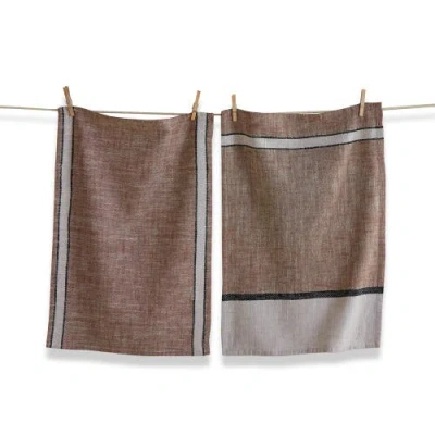 Tag Nya Dishtowel Set Of 2 Cotton Kitchen Towels Everyday Brown Multi Machine Wash 26x18 Inches