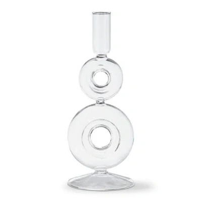 Tag Odette Clear Glass Taper Holder Large 3.5 X 3.5 X 9 In Transparent