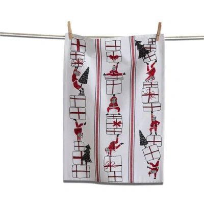 Tag Oh What Fun Santa Dishtowel Red Cotton Kitchen Towel Christmas 26x18 Machine Washable Kitchen Te In Multi