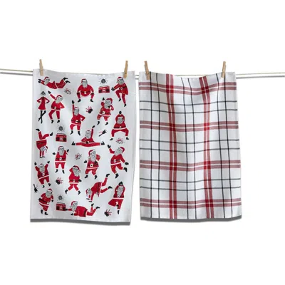 Tag Oh What Fun Santa Dishtowel Set Of 2 Red Cotton Kitchen Towels Christmas Machine Wash 26 X 18 In In Multi
