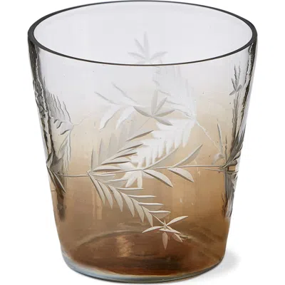 Tag Ombre Handcut Leaf Blown Glass Tealight Candle Holder In Brown