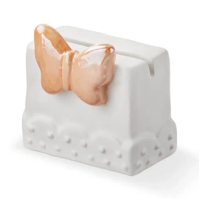 Tag Orange Earthenware Butterfly Mini Photo Holder Frame 2.5 X 1.25 X 2.5 In White