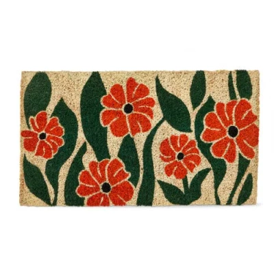 Tag Orange Flower Coir Mat Multi Coir Everyday