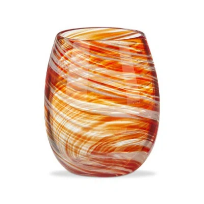 Tag Orange Swirl Stemless Wine Glass Dishwasher Safe Everyday