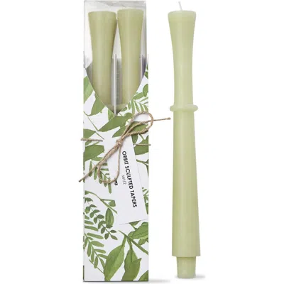 Tag Orbit Sculpted Olive Green Taper Candles Set Of 2