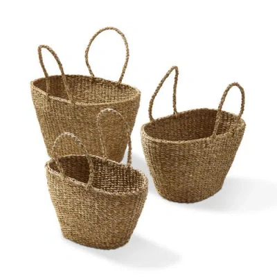 Tag Oval Seagrass Shopping Basket Decorative Storage For Home In Brown